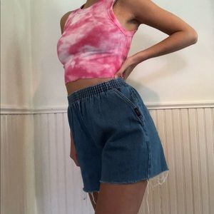 vintage chic denim cut offs with elastic waist